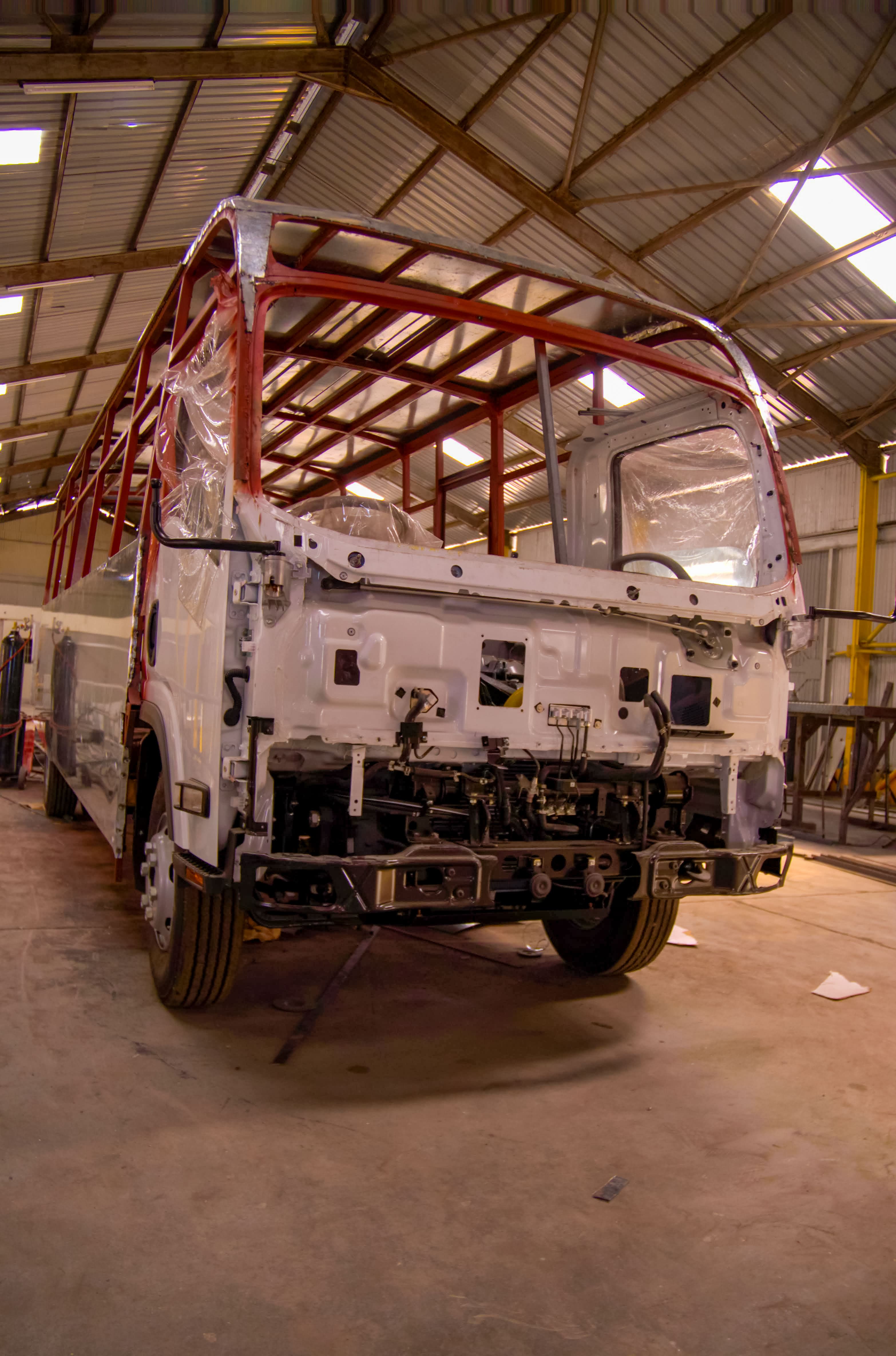 Modern white bus body